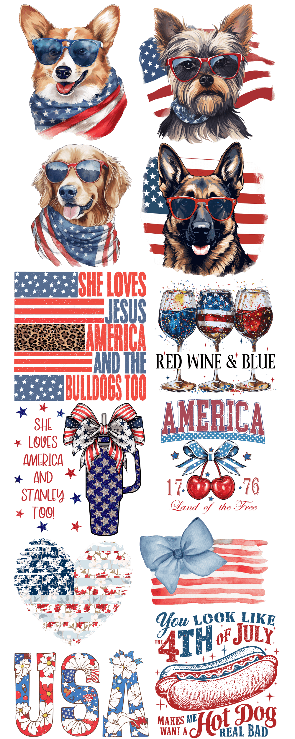 Freedom 4th of July DTF 60" Ready to Ship Gang Sheet