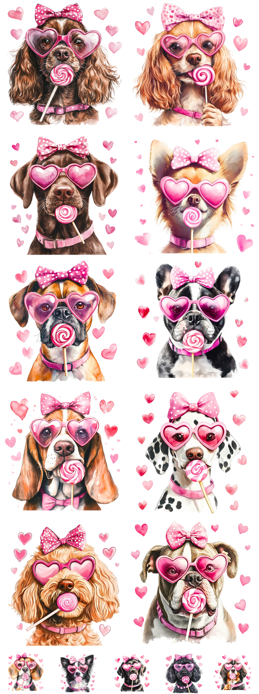 Valentine's Day Dogs 2 60" Ready to Ship Gang Sheet