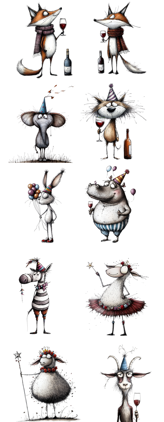 Whimsical Animals I DTF 60" Ready to Ship Gang Sheet